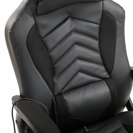 Ergonomische Bureaustoel - Gamestoel - Gamechair - Massage functie - Warmtefunctie - Kunstleer - Zwart