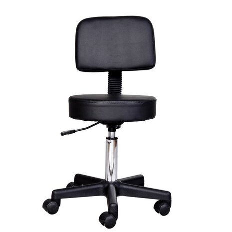 Tabouret comfort - Tabouret met rugleuning - In hoogte verstelbaar - Zwart