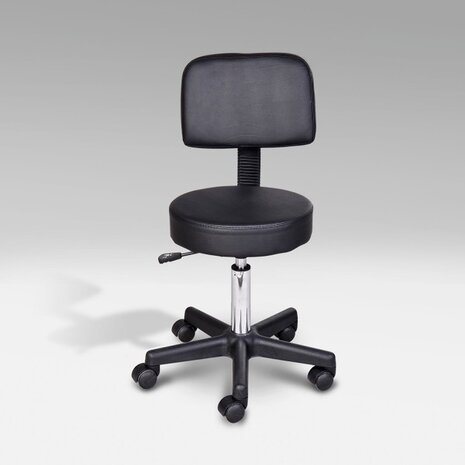 Tabouret comfort - Tabouret met rugleuning - In hoogte verstelbaar - Zwart