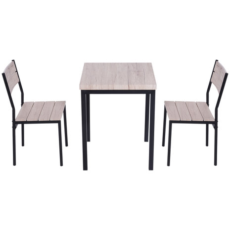Kleuterschool Kent Ideaal Compacte Eettafel set met 2 Stoelen - Eetkamer tafel met eetkamerstoelen -  Balkonset - Zitgroep - 2 Personen - Hout - Zwart - NiceGoodz