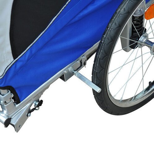 Hondenfietskar - Fietskar -Hondenaanhanger - Buggyfunctie -Geveerd en geremd - Wit/Blauw - 130 x 90 x 110