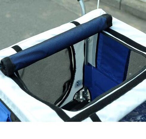 Hondenfietskar - Fietskar -Hondenaanhanger - Buggyfunctie -Geveerd en geremd - Wit/Blauw - 130 x 90 x 110