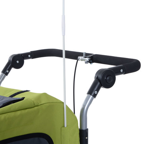 Hondenfietskar - Fietskar -Hondenaanhanger - Buggyfunctie -Geveerd en geremd - Groen/Grijs - 130 x 90 x 110