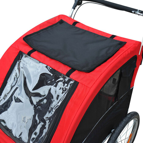 Hondenfietskar - Fietskar -Hondenaanhanger - Buggyfunctie -Geveerd en geremd - Rood/Zwart - 130 x 90 x 110