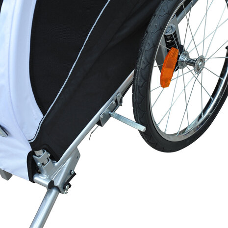 Hondenfietskar - Fietskar -Hondenaanhanger - Buggyfunctie -Geveerd en geremd - Wit/Zwart - 130 x 90 x 110