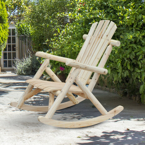 Schommelstoel van massief dennenhout - Landelijke tuin schommelstoel - Relax tuinstoel - Natuurkleur