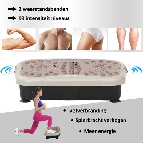 Fitness Trilplaat - Vibratietrainer - Fitness - USB Luidspreker - 99 Niveaus - Afstandsbediening - 2 Weerstandsbanden