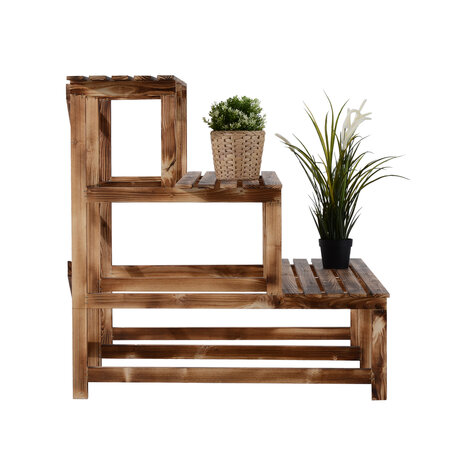 Plantenrek - Etagere - Bloemenrek - Opbergrek voor buiten - 3 niveau&#039;s - Dennenhout- L100 x W80 x H80cm