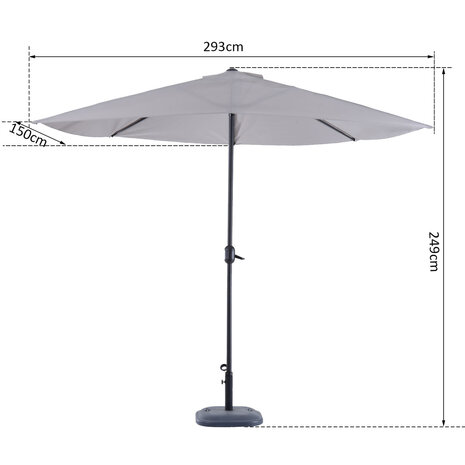 Balkon zonnescherm - Balkon Parasol - Balkonscherm - Halfrond - Grijs