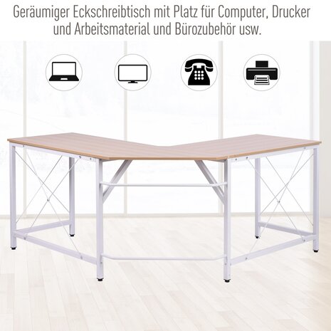 Hoekbureau - Computerbureau - Modern - Computertafel Bureau - Laptop Computer Hoek Meubel - Comuterneubel - Gamemeubel- Wit