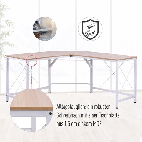 Hoekbureau - Computerbureau - Modern - Computertafel Bureau - Laptop Computer Hoek Meubel - Comuterneubel - Gamemeubel- Wit