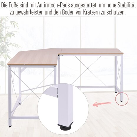 Hoekbureau - Computerbureau - Modern - Computertafel Bureau - Laptop Computer Hoek Meubel - Comuterneubel - Gamemeubel- Wit