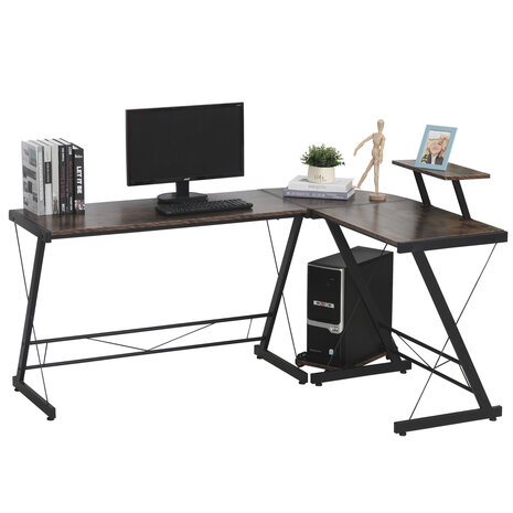 Hoekbureau - Compact - Bureau - Schrijftafel - Computerbureau  - Bureautafel - Opslagruimte - 150 x 150 x 76cm - Zwart