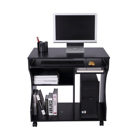 Compact Bureau - Schrijftafel - Computerbureau  - Bureautafel - Bureau - Verrijdbaar - 80 x 48 x 76 cm - Zwart