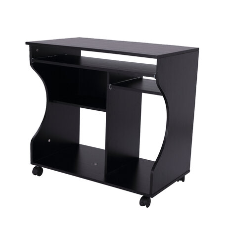 Compact Bureau - Schrijftafel - Computerbureau  - Bureautafel - Bureau - Verrijdbaar - 80 x 48 x 76 cm - Zwart