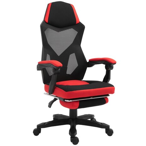 Game Stoel - Gaming stoel - Gaming chair - Met voetensteun - Racing style - Zwart/Rood