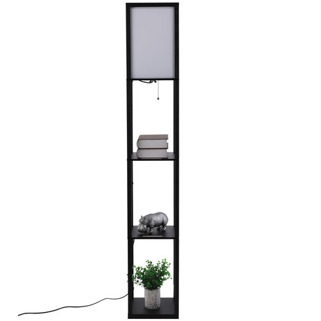 Vloerlamp - Staande lamp - Stalamp - Modern - Met opbergruimte - 26L x 26B x 160H cm - Zwart