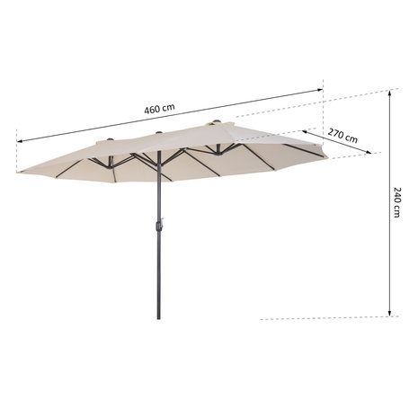 Parasol - Zonnescherm - Met handslinger - Beige - 460 cm