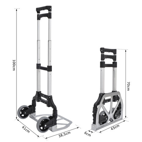 Steekwagen - Transportwagen - Steekwagen opvouwbaar - Trolley - Tot 70 kg