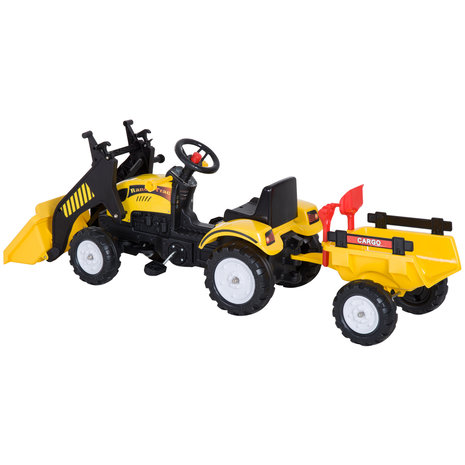 Jeugd roterend Kwade trouw Traptractor met aanhanger -Tractor speelgoed - Buitenspeelgoed - zwart +  geel - 167 x 41 x 52cm - NiceGoodz