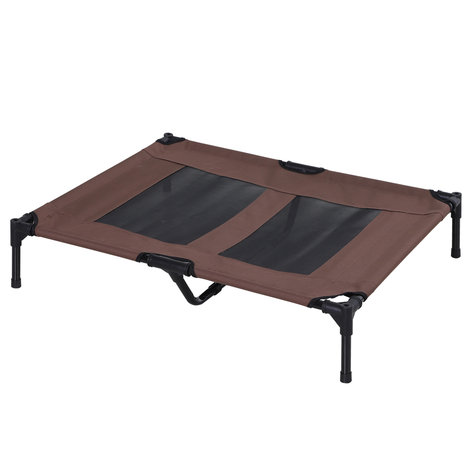 Honden Ligbed met zonnedak - Hondenstretcher met zonnetent -  Honden -  Koffie - zwart - L92 x B76 x H90 cm