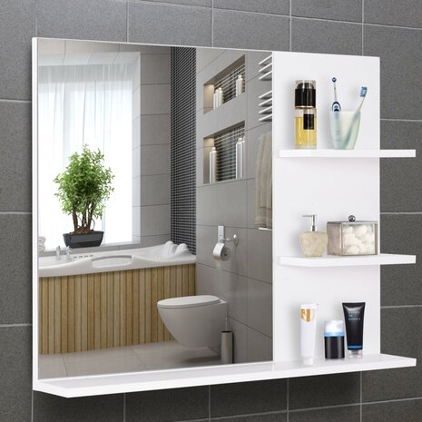 Badkamerspiegel met 3 planken- Badkamer accessoires-  Spiegel - Wandspiegel -  L60 x B10 x H48 cm