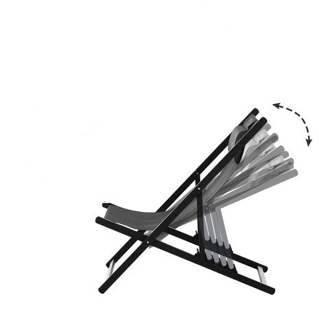 Set van 2  inklapbare tuinstoelen- Tuinstoel -  Vouwstoel - Aluminium - Zwart -  L96.5 x B58 x H91.5 cm