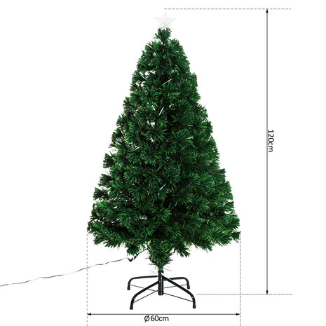 Kunstkerstboom met glasvezel verlichting en decoratie - Kerstboom - Kerst - LED - 120 cm