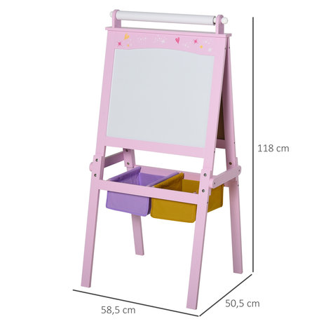 Tekenbord -Borden - Whiteboard - Schoolbord-  58,5L x 50,5W x 118H cm  - Roze