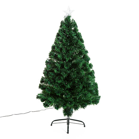 Kerstboom met LED verlichting - Glasvezel - Kunstkerstboom - Kerst - Kerstversiering - 120 cm