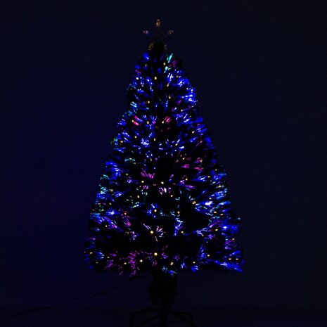 Kerstboom met LED verlichting - Glasvezel - Kunstkerstboom - Kerst - Kerstversiering - 120 cm