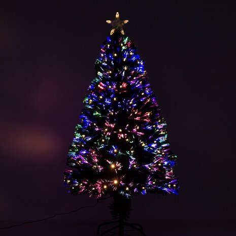 Kerstboom met LED verlichting - Glasvezel - Kunstkerstboom - Kerst - Kerstversiering - 120 cm