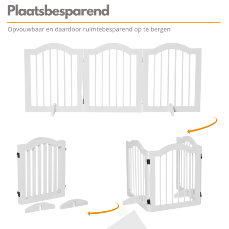 Paws and Claws - Hondenhek -Deurhekje - Dog barrier - 154,5 x 61 cm - Opvouwbaar - Wit