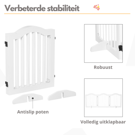 Paws and Claws - Hondenhek -Deurhekje - Dog barrier - 154,5 x 61 cm - Opvouwbaar - Wit