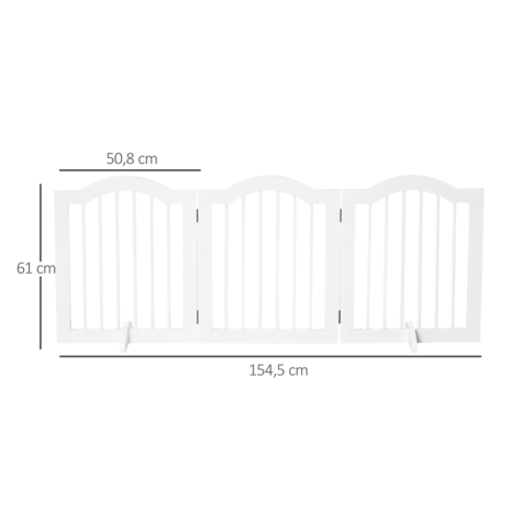 Paws and Claws - Hondenhek -Deurhekje - Dog barrier - 154,5 x 61 cm - Opvouwbaar - Wit