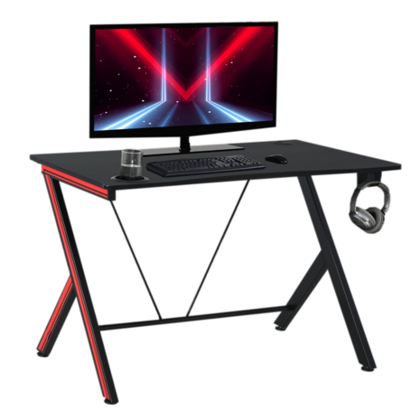 Gaming Bureau - Game bureau - Gamebureau - Gaming desk - Bureau - Luxe zware uitvoering - Met bekerhouder en headset houder