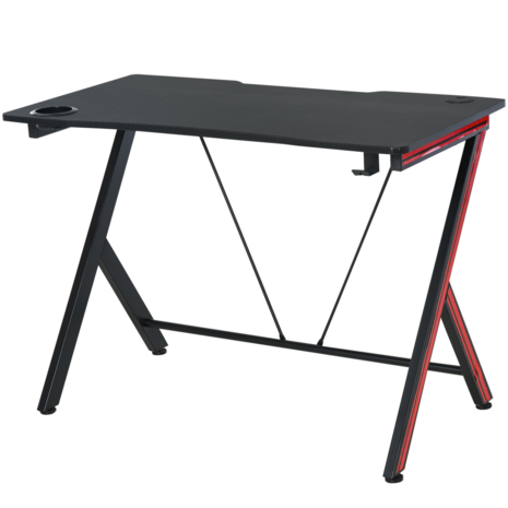 Gaming Bureau - Game bureau - Gamebureau - Gaming desk - Bureau - Luxe zware uitvoering - Met bekerhouder en headset houder