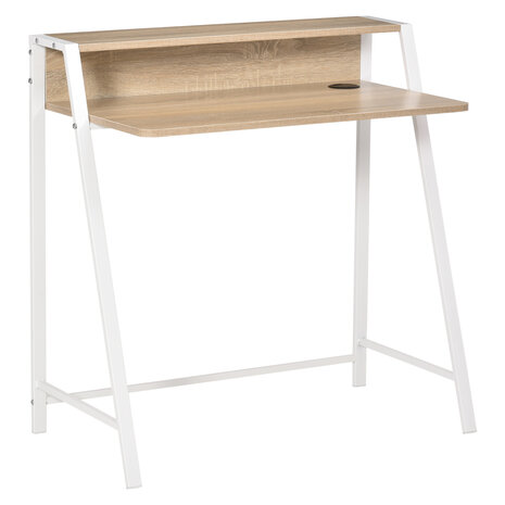 Compact Bureau - Schrijftafel - Computerbureau  - Bureautafel - 84 x 45 x 85cm - Wit/Hout