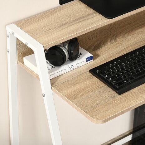 Compact Bureau - Schrijftafel - Computerbureau  - Bureautafel - 84 x 45 x 85cm - Wit/Hout