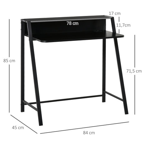 Compact Bureau - Schrijftafel - Computerbureau  - Bureautafel - 84 x 45 x 85cm - Zwart