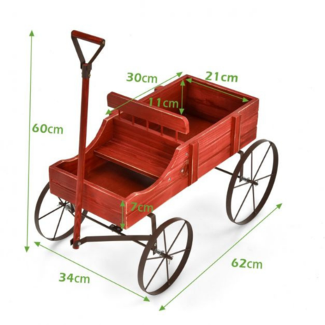 Plantentrolley - Plantenbakken voor buiten - Bloembak - Plantenbak - Bolderwagen - 62 x 34 x 60 cm