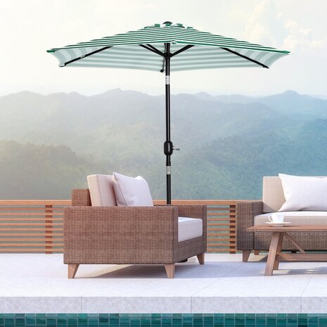 Zonnescherm - Parasol - Balkon Parasol - Met handslinger - Knikbaar - Groene strepen -  &Oslash;2,27 x 2,25 H m