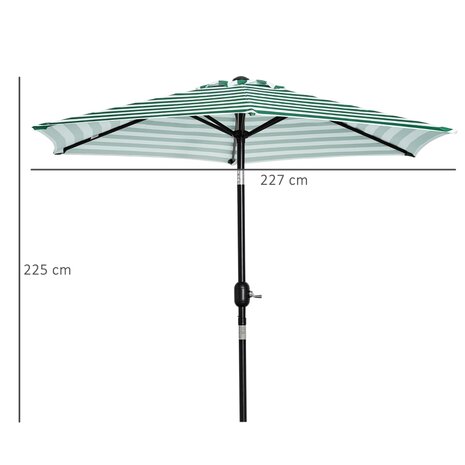 Zonnescherm - Parasol - Balkon Parasol - Met handslinger - Knikbaar - Groene strepen -  &Oslash;2,27 x 2,25 H m