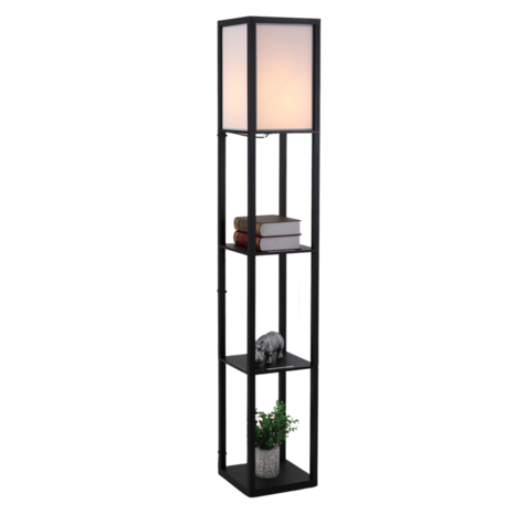 Zenzee vloerlamp - Staande lamp - Stalamp - Modern - Met opbergruimte - 26L x 26B x 160H cm - Zwart