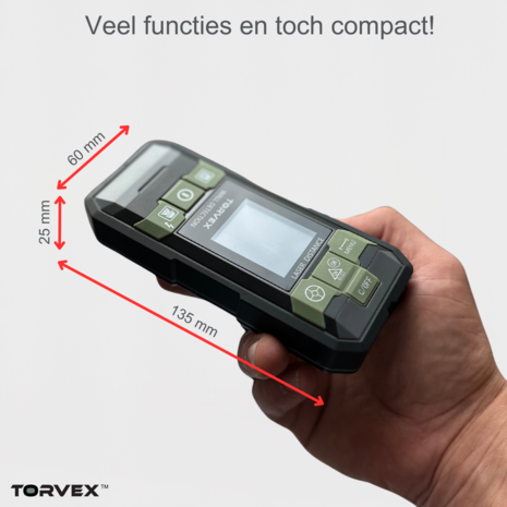 Torvex multidfunctioneel meetgereedschap met laserafstandsmeter, leidingzoeker, kruislijnlaser en digitale waterpas