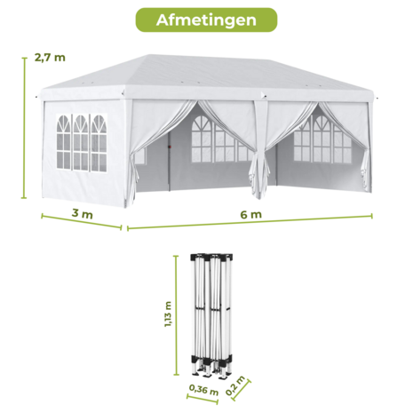 Easy up partytent 6x3 m