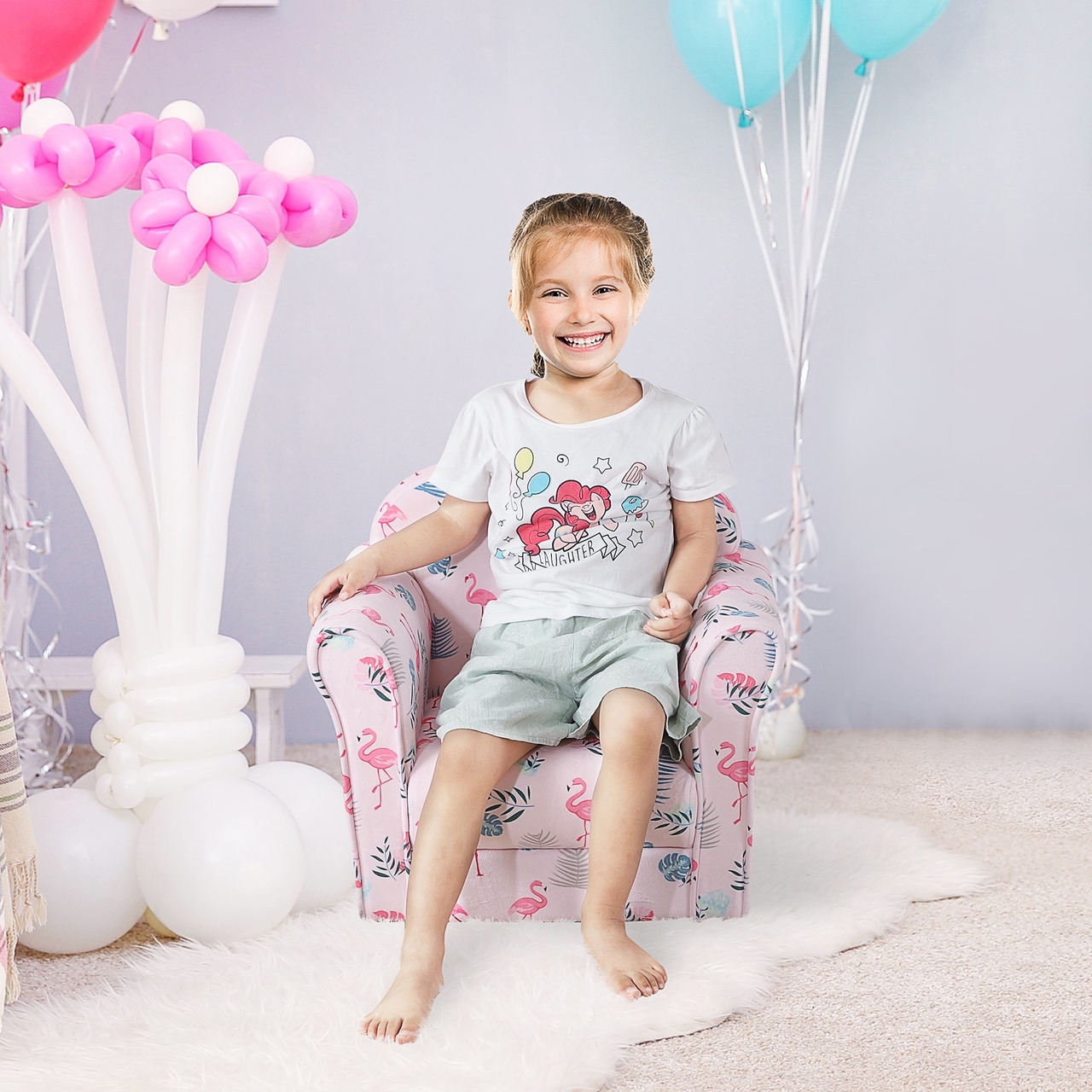 Kindersofa met antislipvoetjes - Kinder Fauteuil - Kinder relax stoel - Stoelen - Roze Speelgoed - NiceGoodz